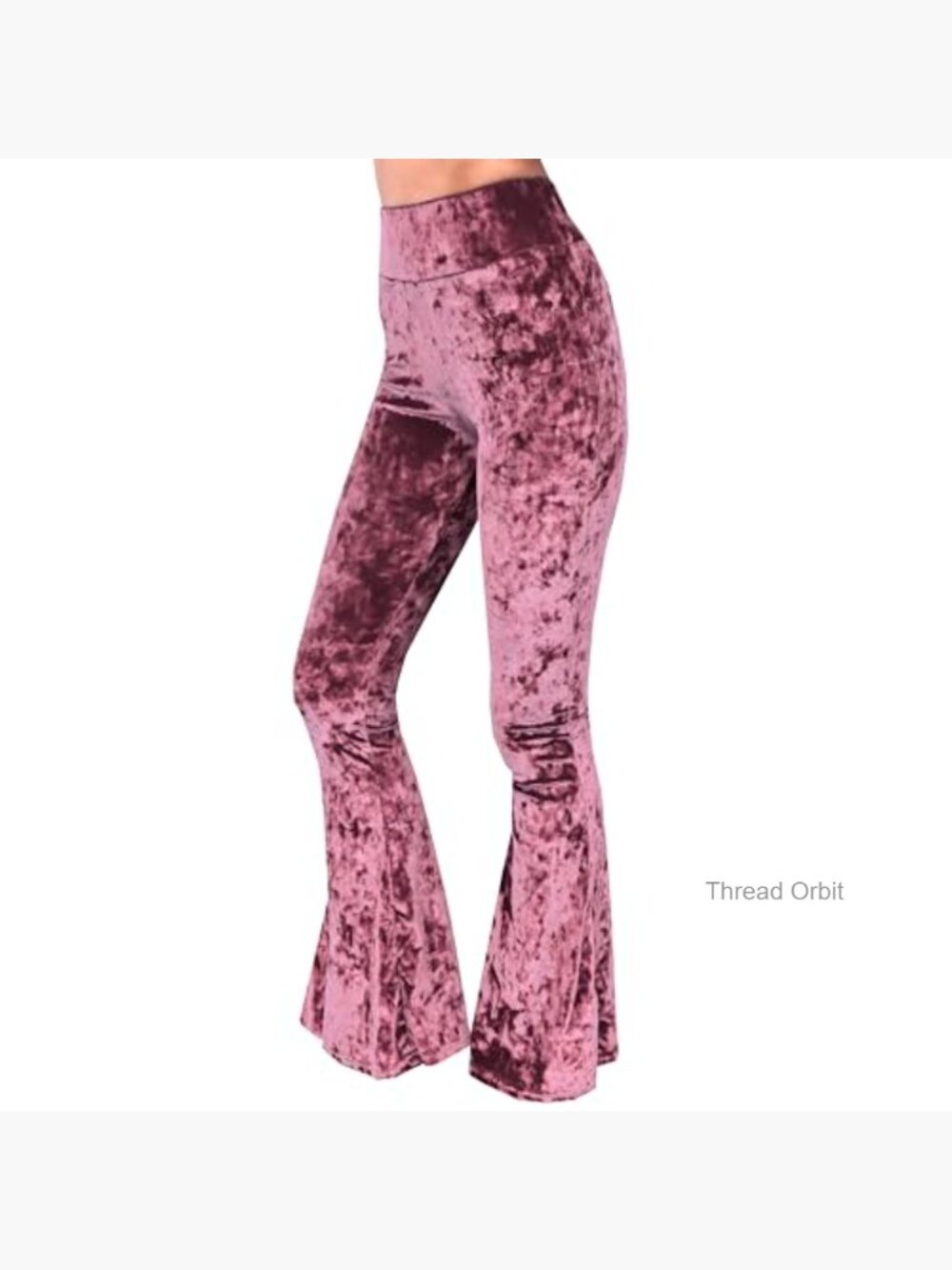 Crushed Velvet High Waisted Flare Yoga Loungewear Bell Bottom Pants - Picture 4 of 7